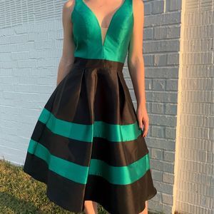 Green Striped Cocktail Prom Formal Dress